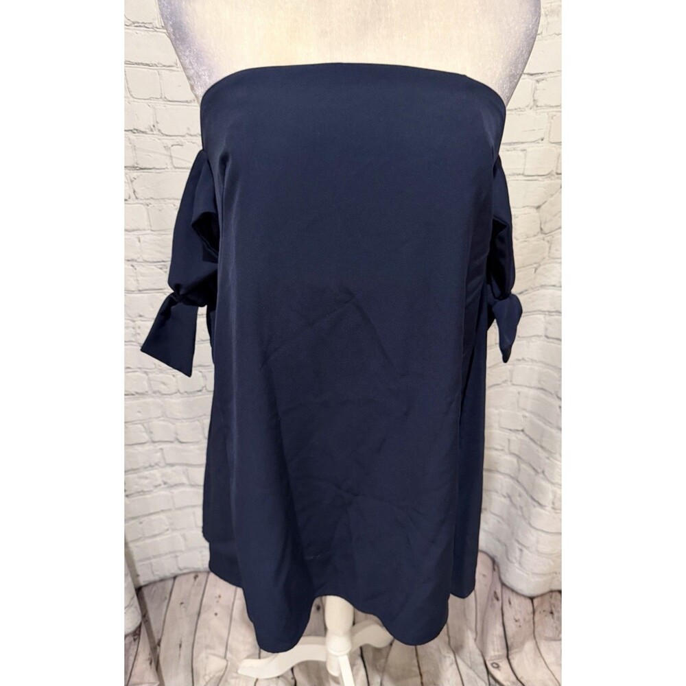 Clover and Sloan Strapless Navy Blue dress With Sleeve Cuffs Size Large